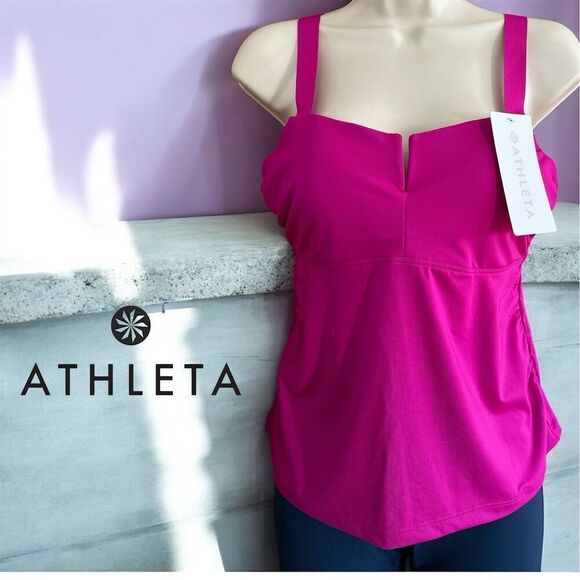 Athleta Women's Tankini Swim Top Pink Size 36 B Quick Dry UV Protection - Picture 1 of 12